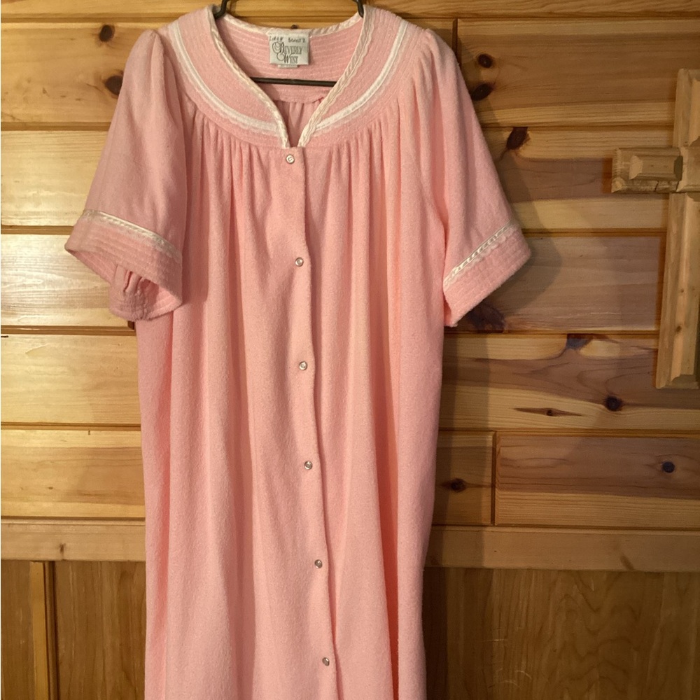Vintage pink terry cloth house robe/dress XL USA